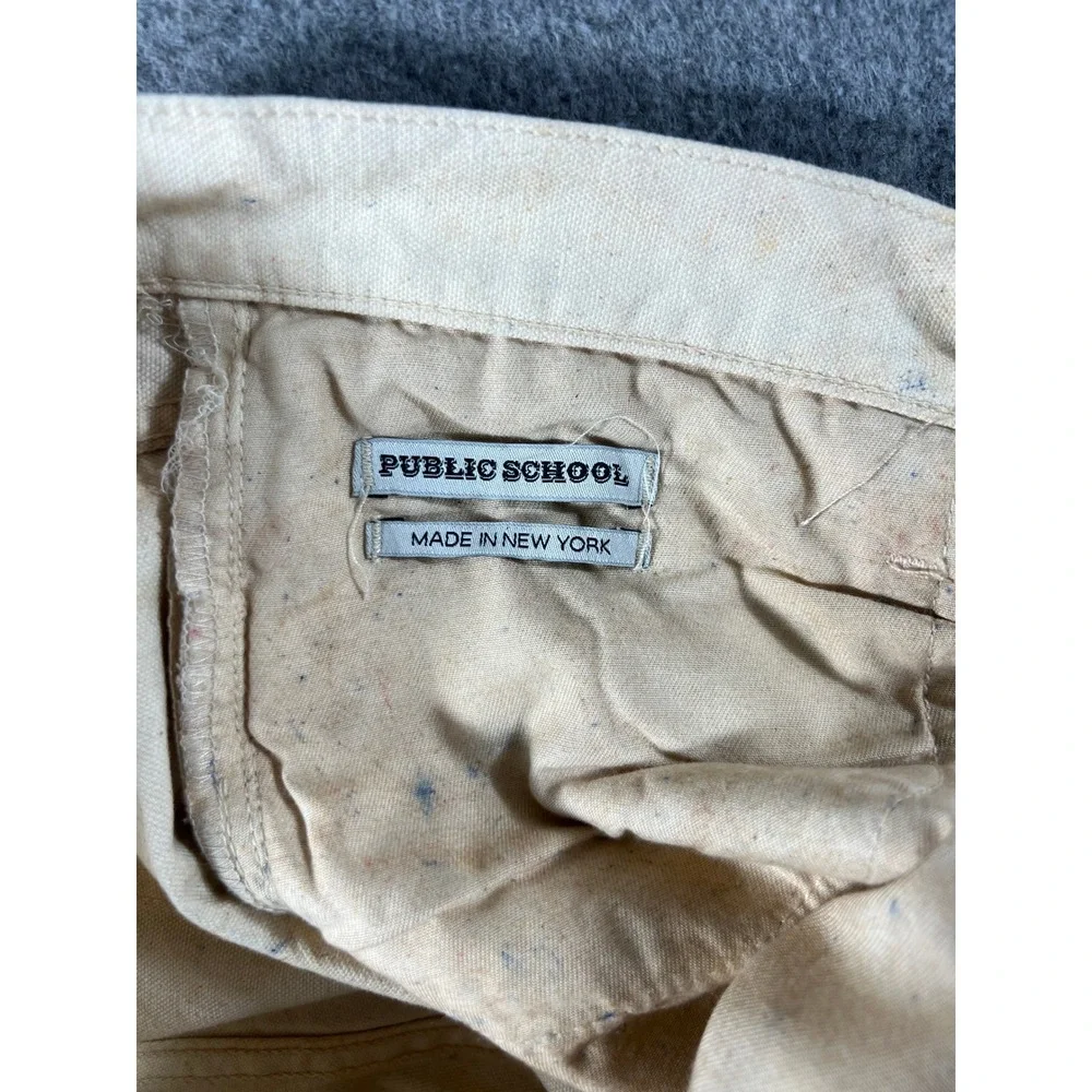 Public School New York Canvas Pants Men 32 Cream Off-White Straight Leg Workwear